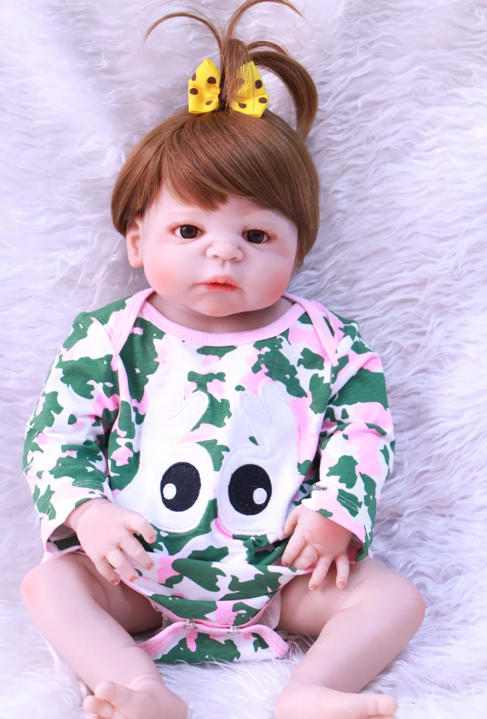 

Lovely Doll Baby Alive brown hair Princess 55cm Full Silicone Reborn Baby Dolls Girls For Kids Birthday Christmas Gifts toy NPK