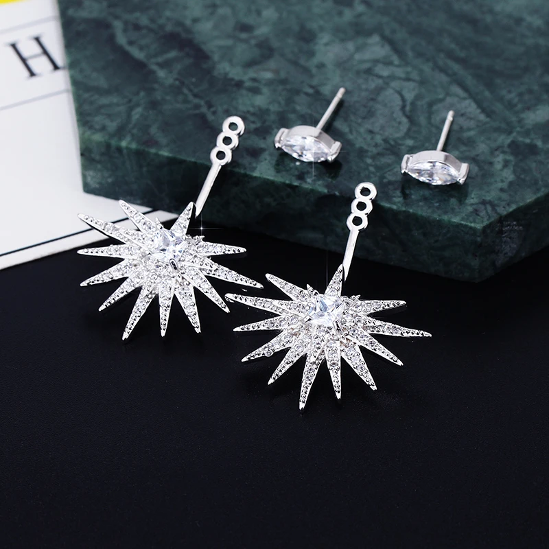 

XIUMEIYIZU Latest Classic Sun Shape Silver Color Long Dangle Drop Earrings Brincos Fashion Jewelry for Women