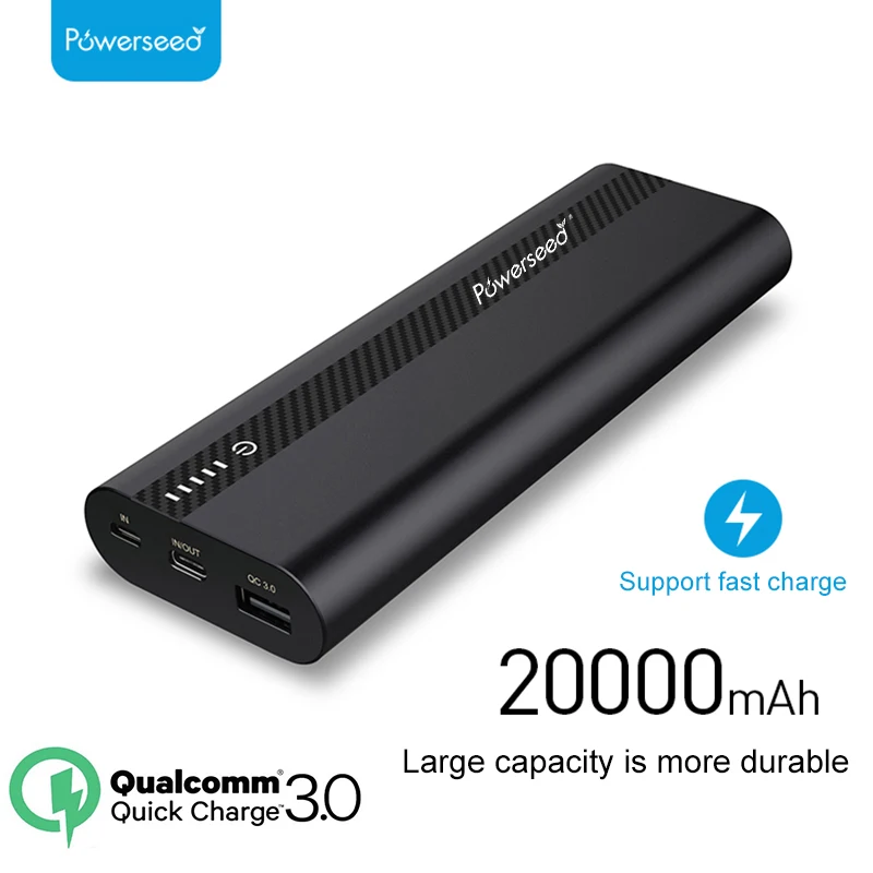 

Powerseed Tank Plus QC3.0 20000mAH Power Bank 5V/3A Dual USB Output With LED Light External Battery Pack Travel To Carry