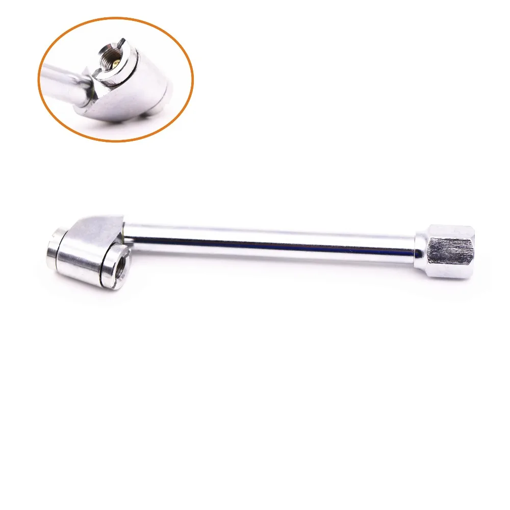 6&quot Long Dual Foot Air Chuck Tilt-Lock Angle Head 1/4&quotNPT Thread Chrome Plated Tire Inflating Brass Pin Tire/Tyre Repair Tool |