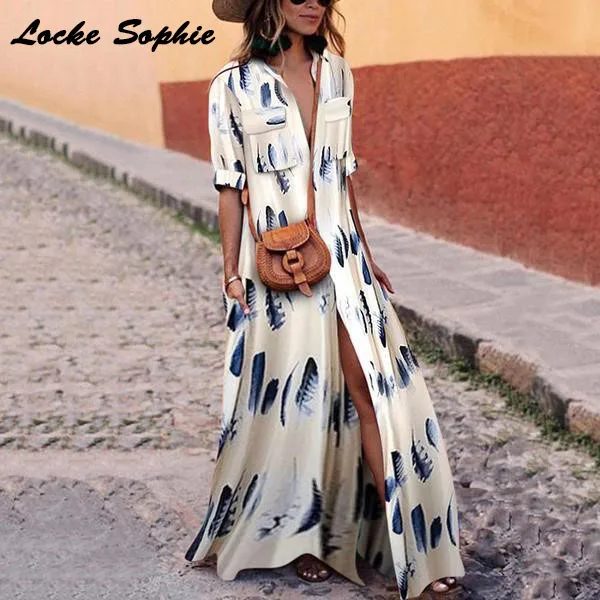 High waist Ladies Plus size Sexy party dresses 2019 Summer cotton blend prints Splicing Cardigan Long Dress women Skinny Dress High waist Ladies Plus size Sexy party dresses 2019 Summer cotton blend prints Splicing Cardigan Long Dress women Skinny Dress