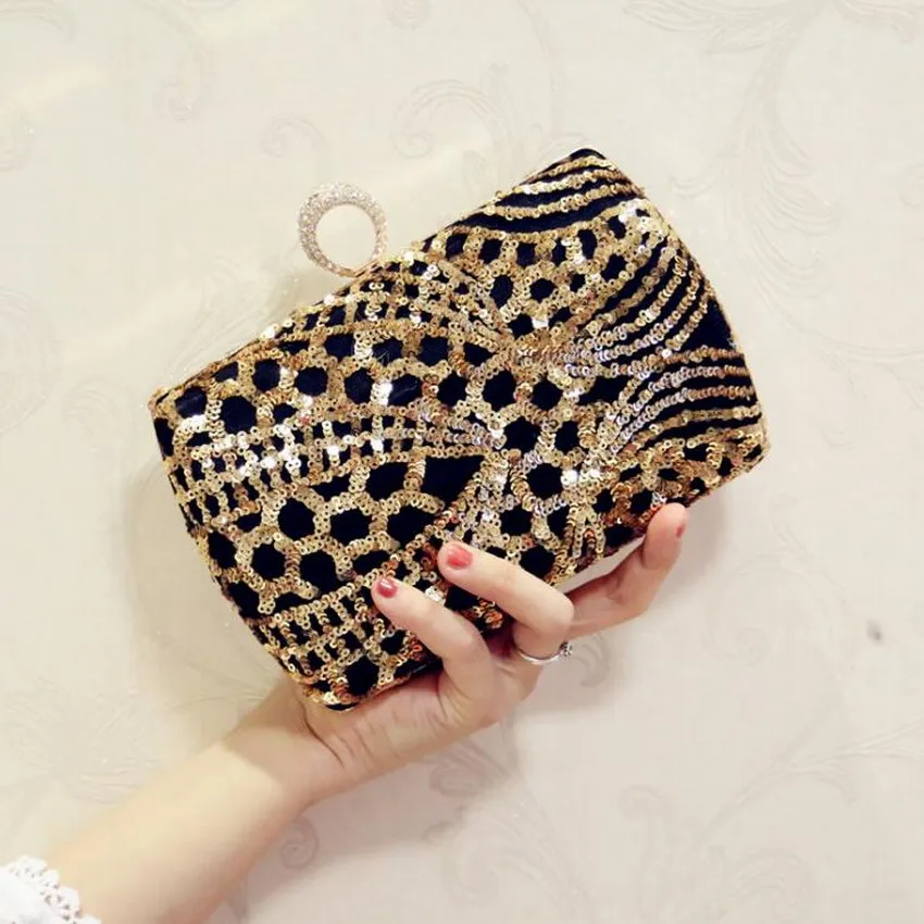 

Gold Sequin Clutch Bags Rhinestones Ladies Evening Bags Handbags Purse Crossbody Shoulder Bags For Wedding Purse Bolsa Feminina
