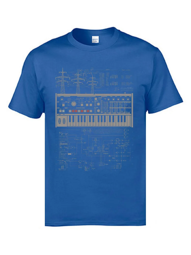 Электронный музыкальный синтезатор иллюстрации футболки для мужчин хлопок музыкальная группа Клуб Топы И Футболки электронная клавиатура AM футболки - Цвет: Синий