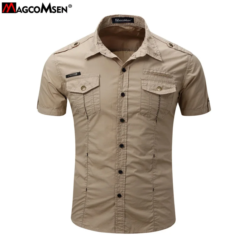Aliexpress.com : Buy MAGCOMSEN Men Cargo Shirts Summer Cotton Military ...