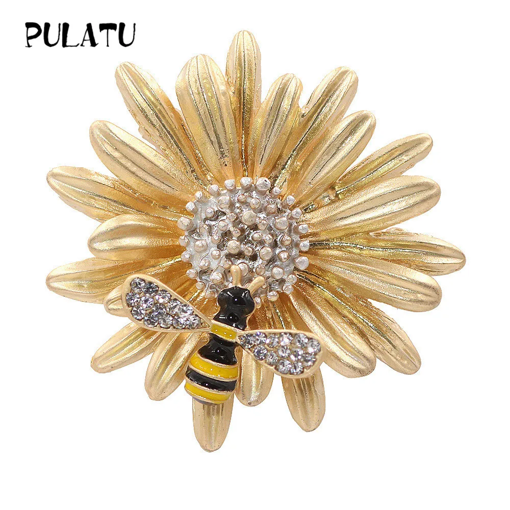 Buy PULATU Yellow Flower Bee Brooches for Women Alloy Metal Nice Brooch Pin