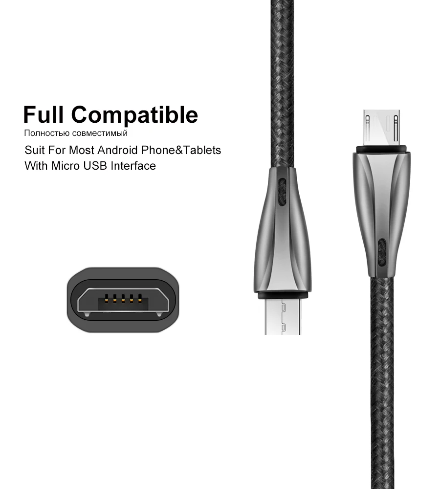 Coolreall USB кабель Micro USB кабель 2A цинковый сплав кабель для быстрой зарядки для Xiaomi samsung huawei кабель для передачи данных для мобильного телефона