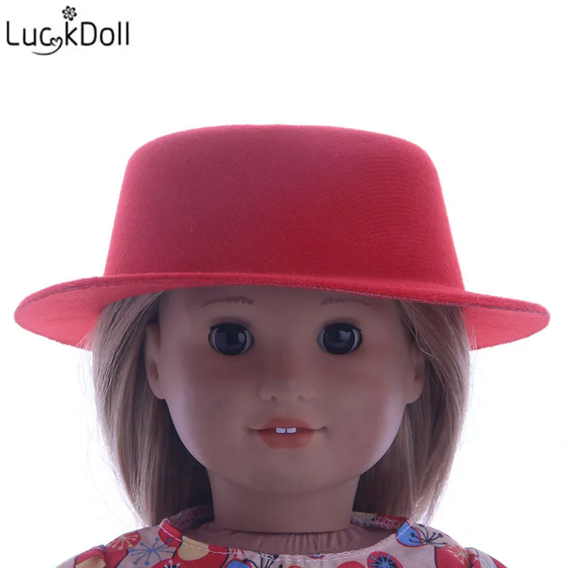 LUCKDOLL модные новые конфетного Цветной шерсть с плоским верхом шапка аксессуары для игрушечной куклы для 18 дюймов американская кукла лучший подарок - Цвет: n498