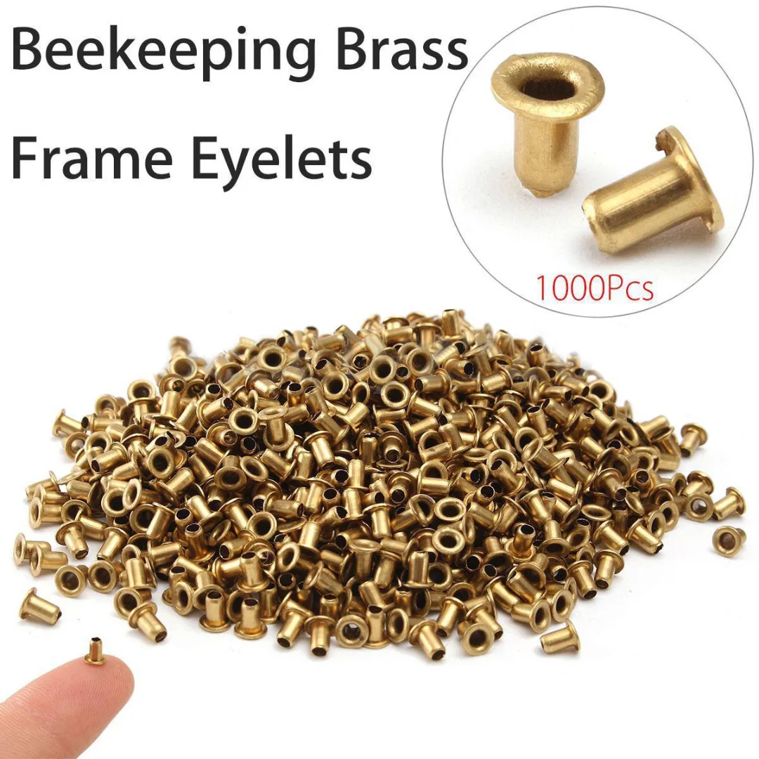 1000pcs Beekeeping Brass Frame Eyelets, Bee Beehive Threading Hole Box Nest Foundation Copper Eye for Beekeeper Bee Equipment