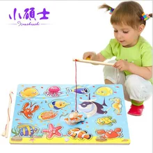 Новая детская деревянная магнитная игра рыбалка 3D головоломки доска для детей Дети интересные Ранние развивающие головоломки игрушки подарок