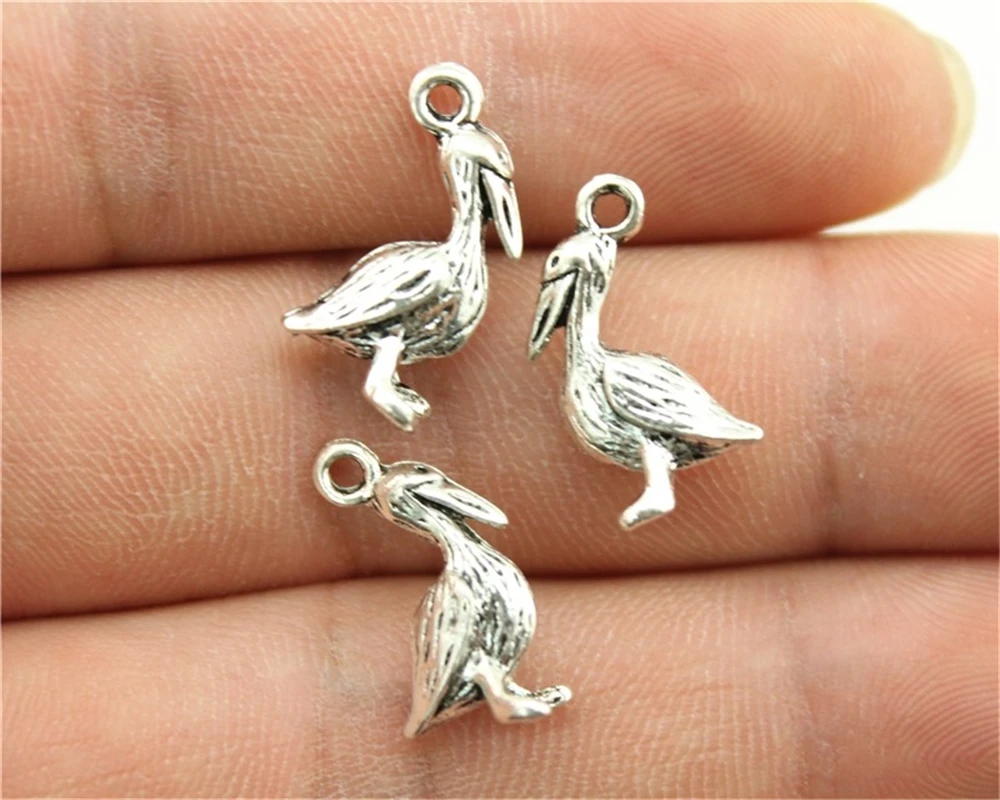 

WYSIWYG 15pcs 18x9mm Bird Pendants Pelican Charm Antique Silver Plated Pelican Charm Pelican Pendants