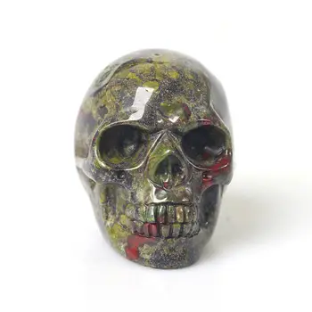 

2'' Unakite Jasper Skull Specimen Healing Reiki Clinozoisite Gemstone Figurine