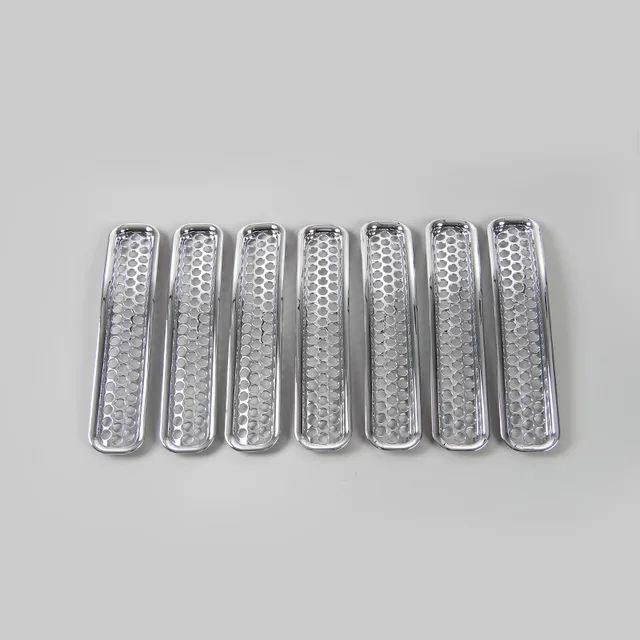 MOPAI For Jeep Wrangler TJ 1997-2006 Mesh Front Insert Grille Cover Trim Car Exterior Decoration ABS Stickers Car Styling chrome