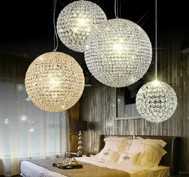 

Lustre Rain Drop pendant light Lamp modern k9 Crystal Ball Fixture Lighting LED droplight for bar restuarant dining room M