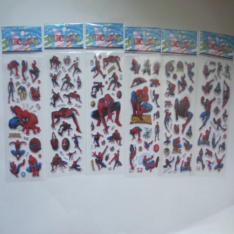 

6 sheets/set bubble stickers Spider man 3D Cartoon stickers Scrapbook for kids rooms Notebook Diary Christmas Children's Gift