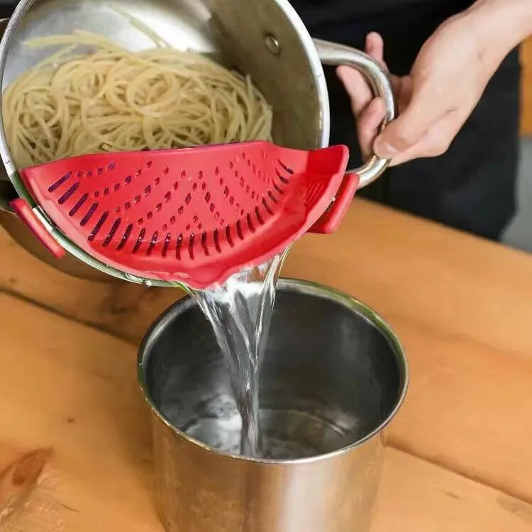 

Silicone Colanders Kitchen Clip On Pot Strainer Drainer For Draining Excess Liquid Univers Draining Pasta Vegetable Cookware