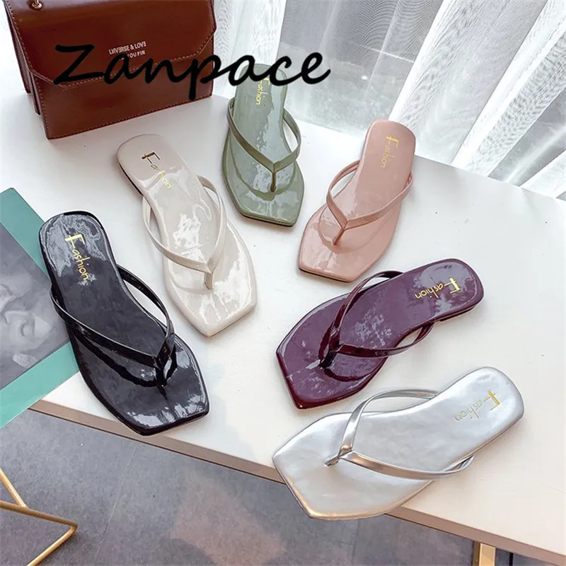 Женские шлепанцы на плоской подошве ZANPACE разноцветные платформе пляжные для