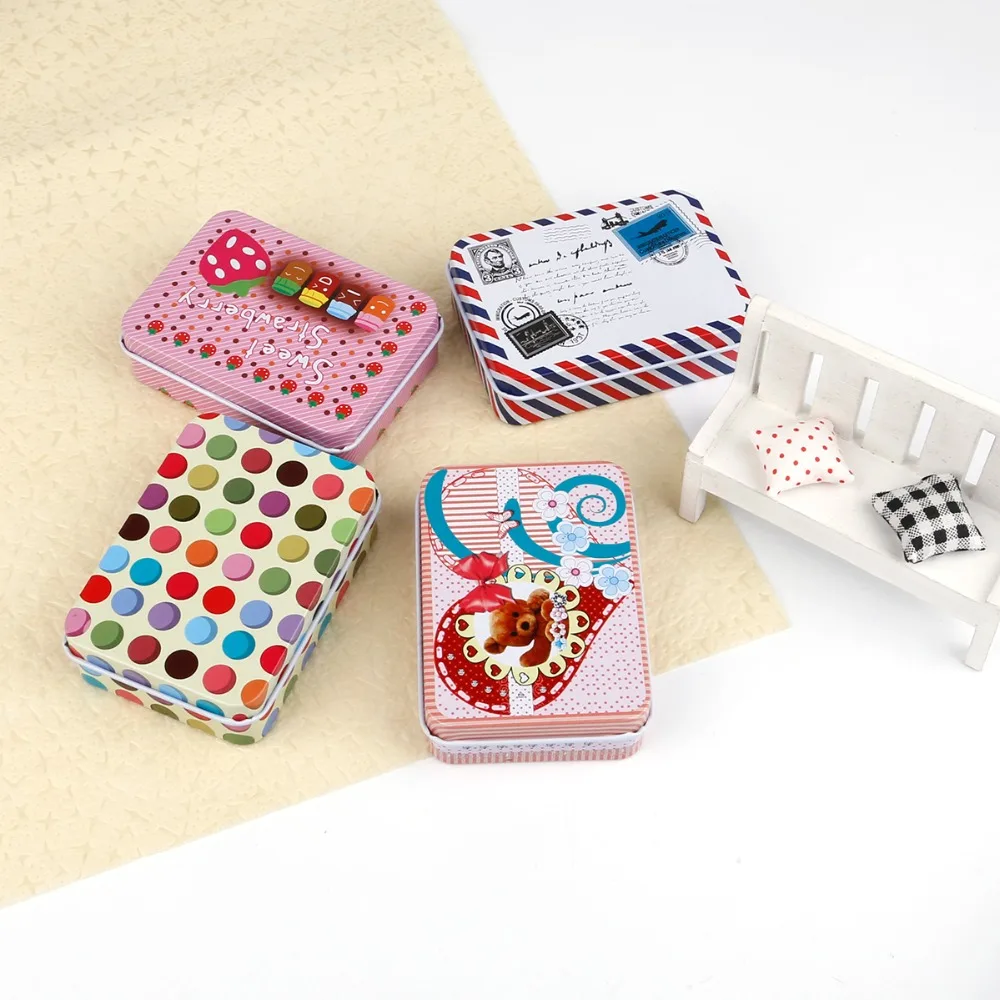 

90x65x25mm 1pcs/Lot Multi-style Mini Tin Metal Box Case for Candy Storage Small Metal Box Diy Headphones Gift Box