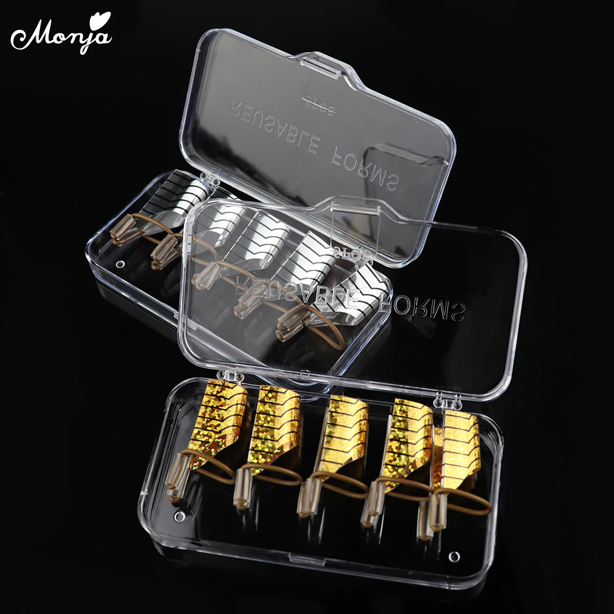 

Monja 5pcs/set Reusable Nail Art C Curved Acrylic UV Gel Tips Extension Builder Forms Guide Stencil Adjustable Manicure Tools