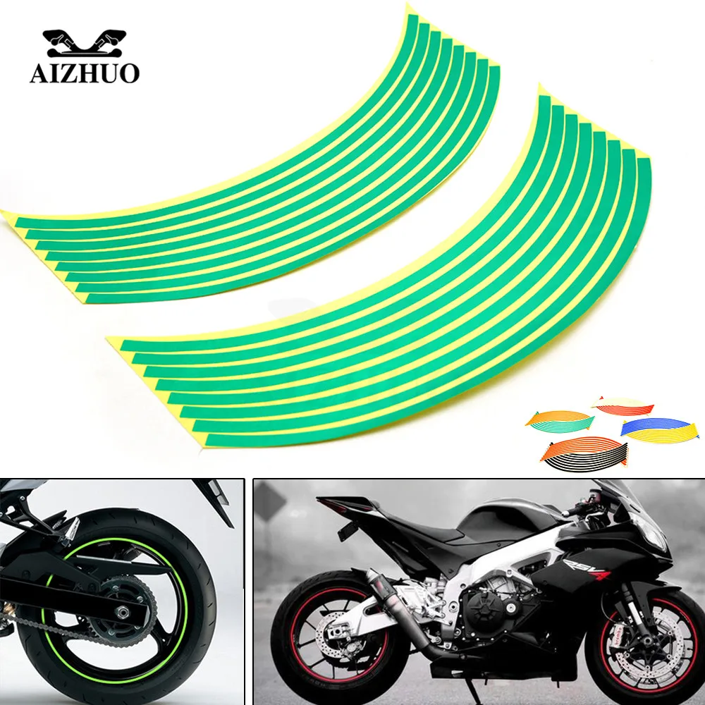 

16 Strips Bike Car Motorcycle Wheel Tire Rim Stickers And Decals Decoration Stickers 14" 17" 18" 4 Color Car Styling Accessories