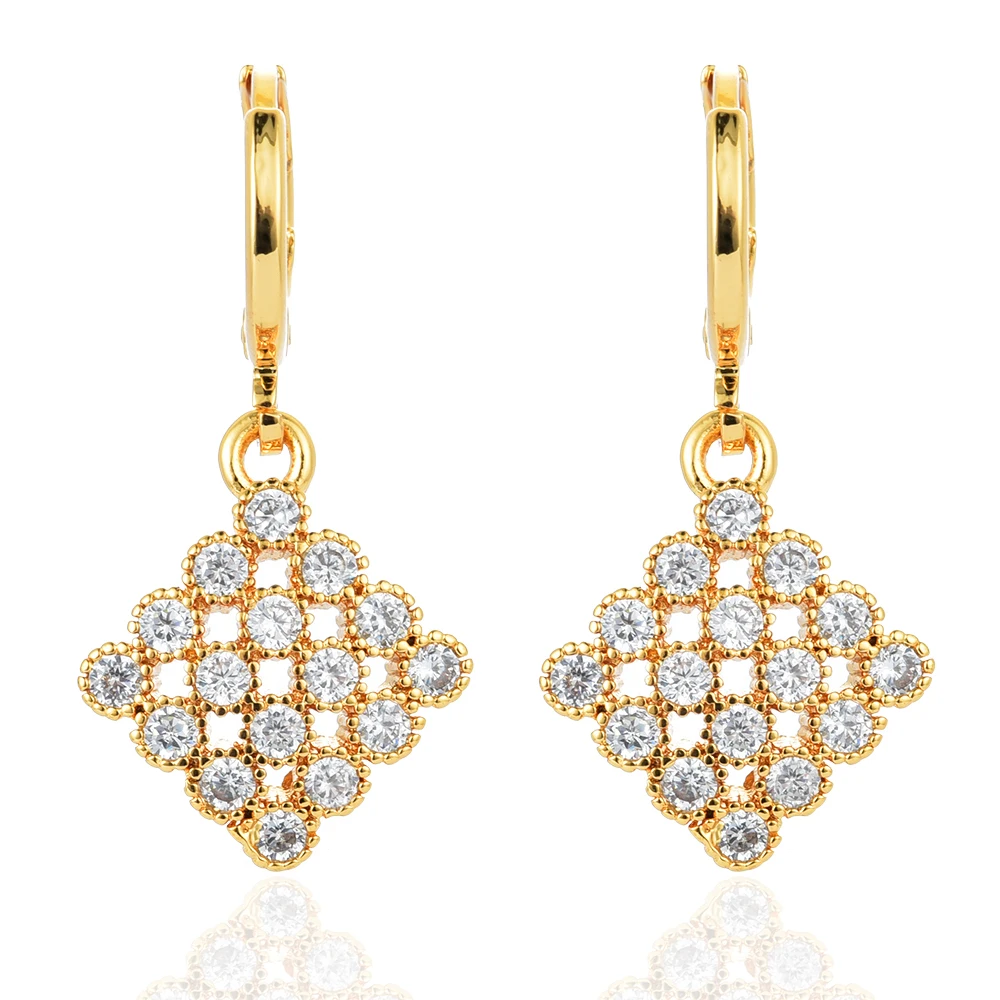 

NEW Fashion CZ Gold Color Women Drop Earrings Jewelry Party Gifts