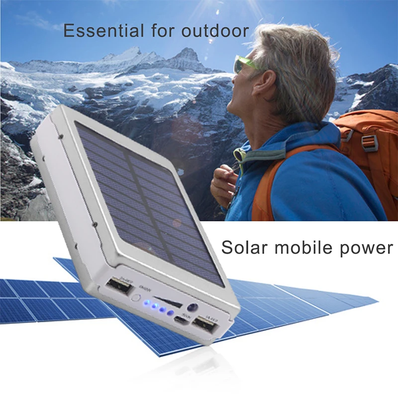 

New 20000mAh Solar Power Bank Poverbank External Battery Power Charger with 20 Pieces LED Lamps External Battery Pack For iPhone