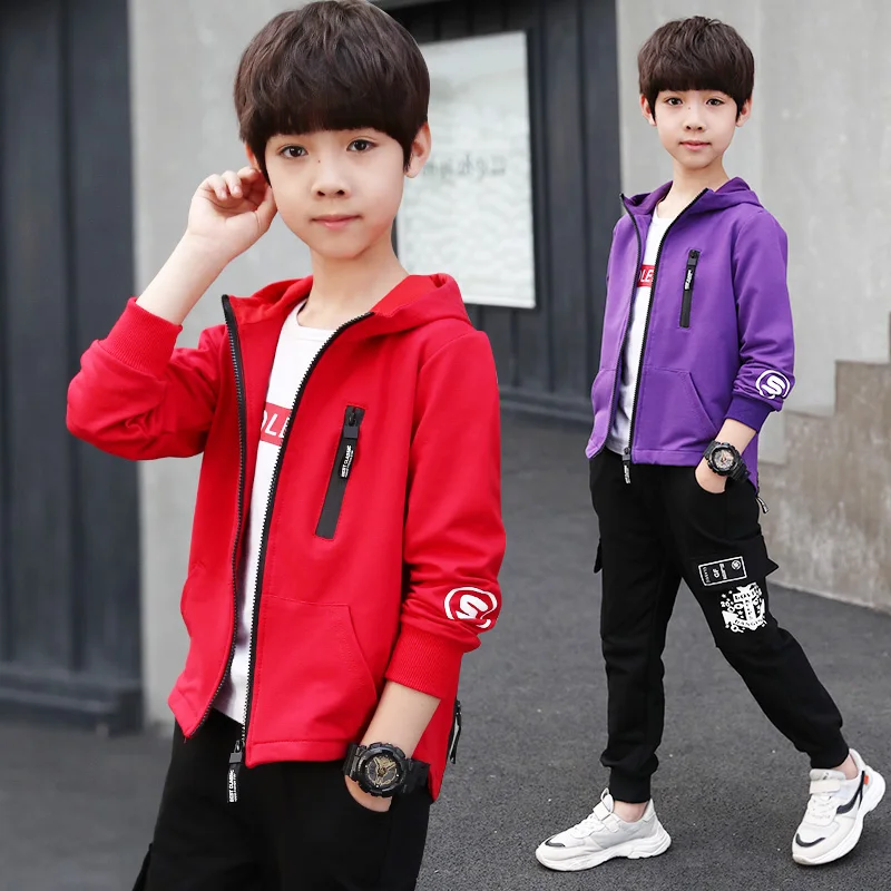 

2019 Spring Autumn Teenage Clothes Set 4 5 6 7 8 9 10 11 12 13 14 Years Old Big Boy Sports Suit Hooded Jacket Pants Clothing Set