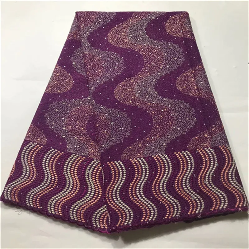 

2019 Latest African Lace Fabric High quality Embroidered French Mesh Lace Stones Nigerian Swiss Voile Lace Fabric for Dress