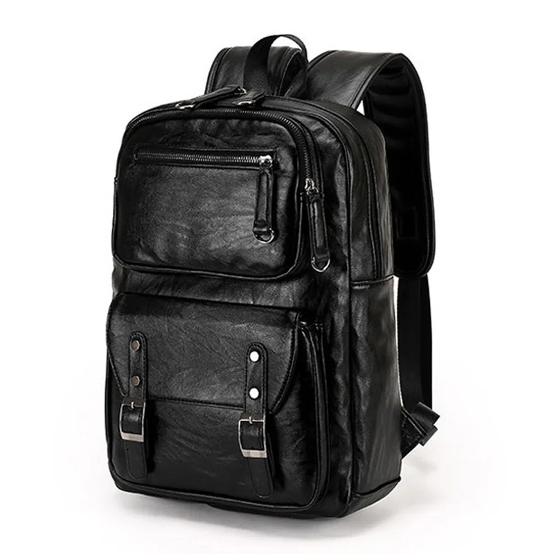 

Hot Sale Men Backpacks High Grade PU Leather Fashion Travel Bags Scientific Carrying System Backpack Mochila Zip men school bags