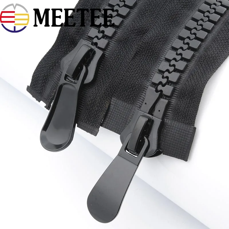 Meetee 20# очень большие пластиковые застежки-молнии черный двойной слайдер Open-end молния для шитья пуховика пальто спальный мешок палатка молнии