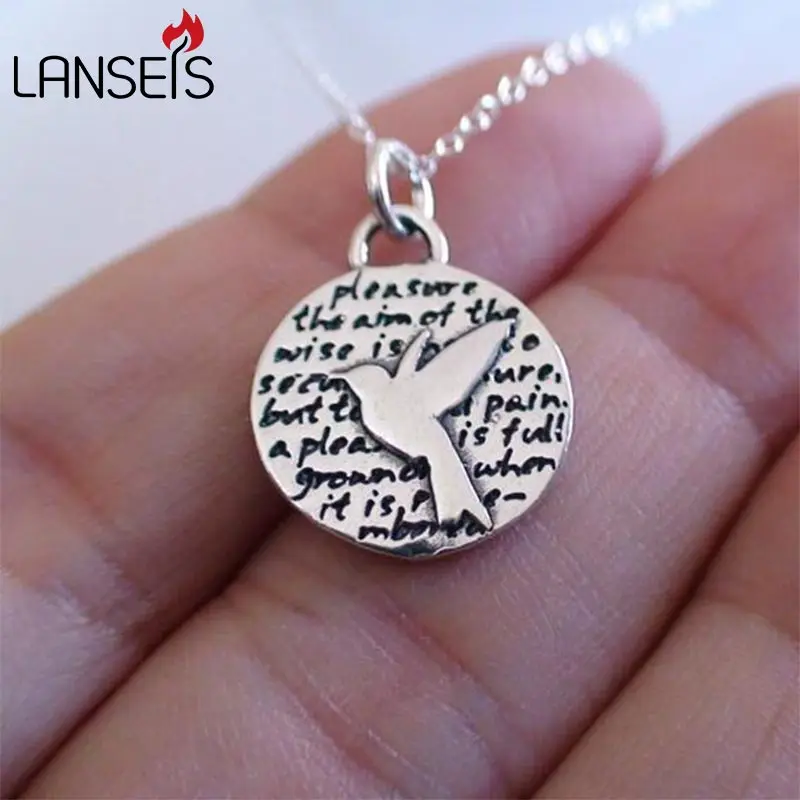 

1pcs Inspirational Hummingbird Charm NecklaceCute Ancient silver Animal girl Friends Pendant