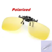 N44 высокое качество, коробка, поляризованные солнцезащитные очки на клипсах, мужские солнцезащитные очки, мужские очки для вождения, ночного видения, желтые, черные линзы, мужские очки