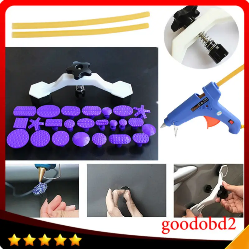 

Car pdr Dent Repair Tool set Dent Removal white Bridge with 24pc Dent Puller Paintless Hand Tool Set for Car Hail Damage Remover