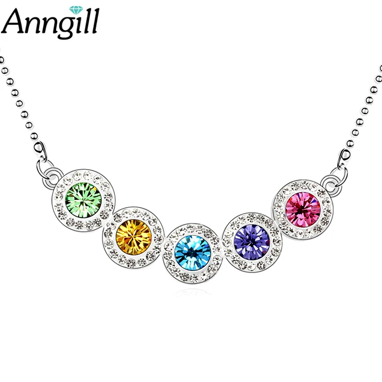 

Hot New Fashion Necklaces & Pendants For Women Bijoux Femme Jewelry Silver Color Chain Necklace Crystal From Swarovski Elements