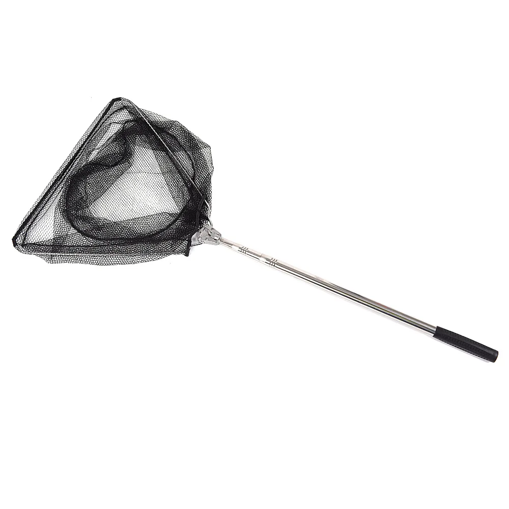 Alça de Nylon Rede de Pesca Nova Seções Brail Landing Net Triângulo Aço Inoxidável Telescópica Folding 3