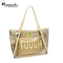 Summer hot sale candy colors PVC bags fashion composite transparent bag good beach Bag brand design women handbag WLHB1106