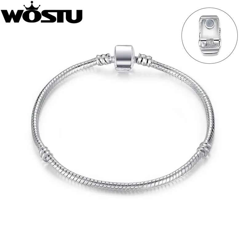 

WOSTU New Design Silver Snake Chain Magnet Clasp European Charm Bead Fit WST Bracelet Bangle Jewelry For Women Men SDP9010