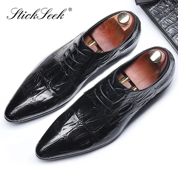 

Italian Designer Genuine Leather Formal Handmade Man Shoes Pointed Toe Crocodile Pattern Men's Derby Work Oxford Footwear SG195
