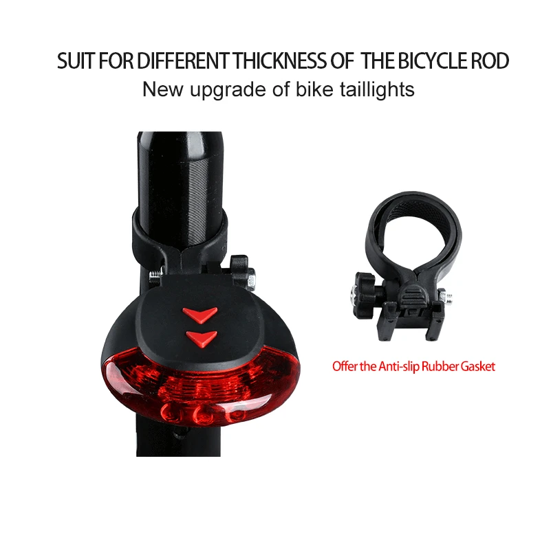 Top Biking Bike Light Laser Taillight IPX4 Waterproof 5 LED USB Rechargable 7 Modes Night Warning MTB Bike Lamp Backlight Taillight 2