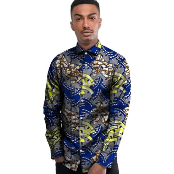 

Fashion Men's African Dress Shirts Africa Festive Pattern Long Sleeve Men Shirts African Men Clothes Tops For party