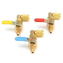 A/C 90 градусов шаровые краны с металлической ручкой Авто кондиционер части клапана 3 цвета шаровой клапан для AC хладагента R410A R134A