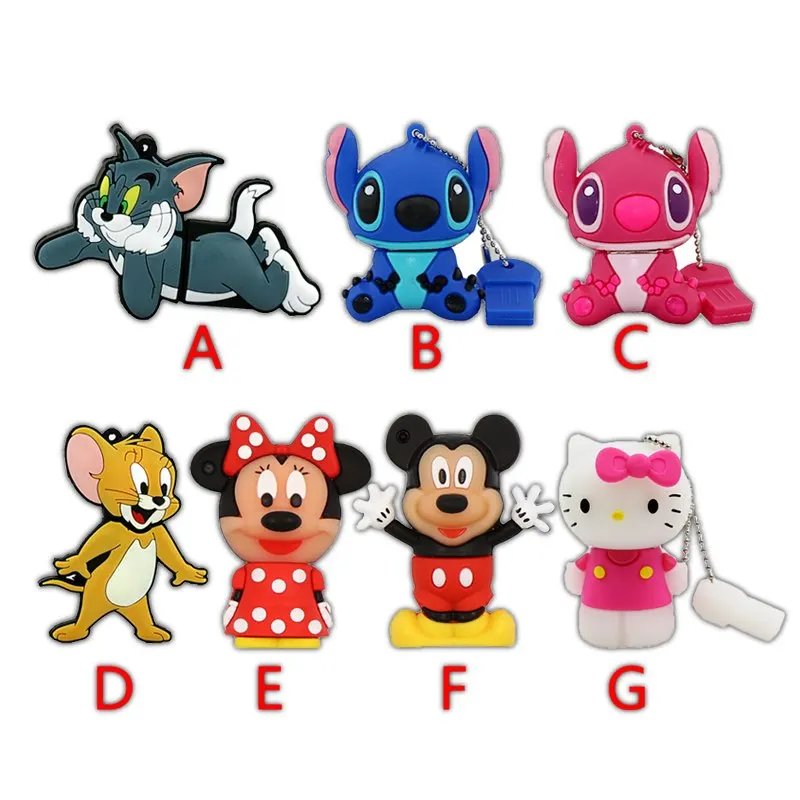 

USB Flash Drive 128GB Cartoon Mickey Minnie Pen drive 32G 16GB Tom Cat 2.0 Memory Stick Cute Stitch usb flash pendrive 64gb