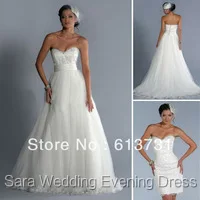 2013 New Design Sweetheart Beaded Lace Short Wedding Gown Bride Dresses With Removeable Train W140