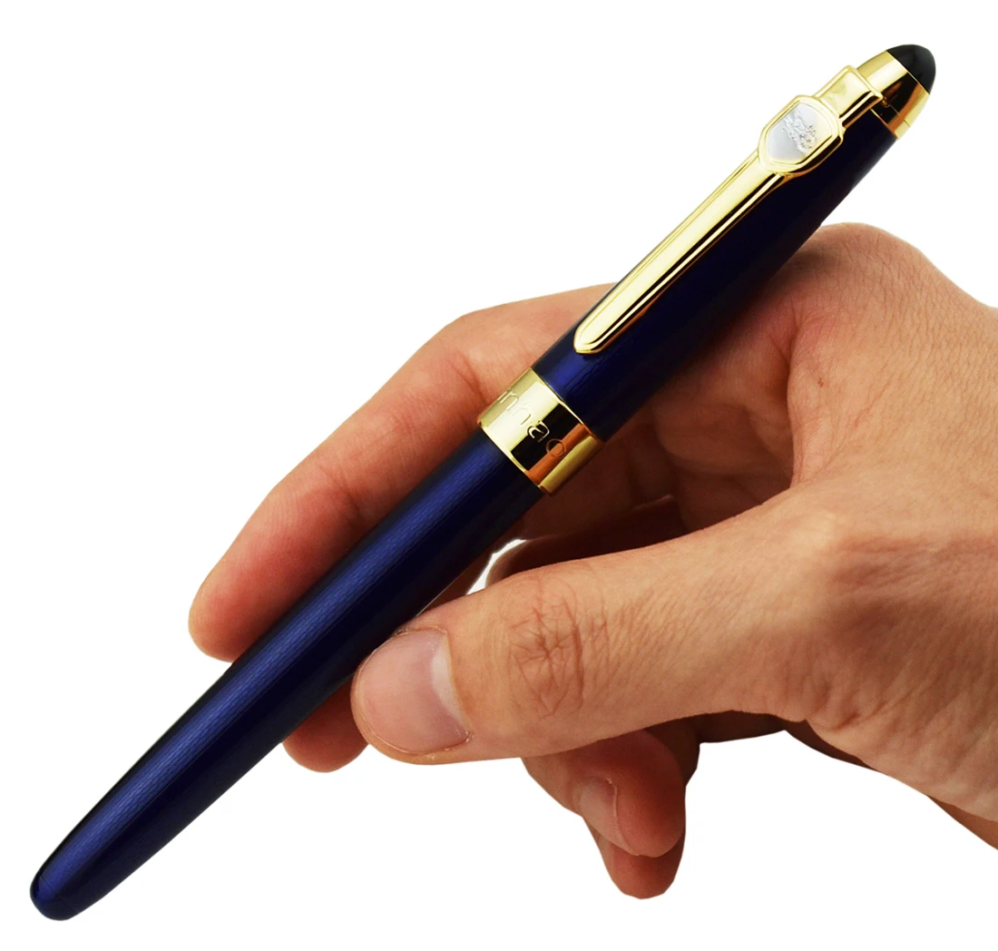 Clássico de Metal Azul em Relevo Caneta de Tinta para Pós-graduação Jinhao Nobre Belas Nib Fountain Pen Gold Trim 0.5 Milímetros - Negócio Escritório 165 18kgp 8 High Quality Material escolar e de escritório