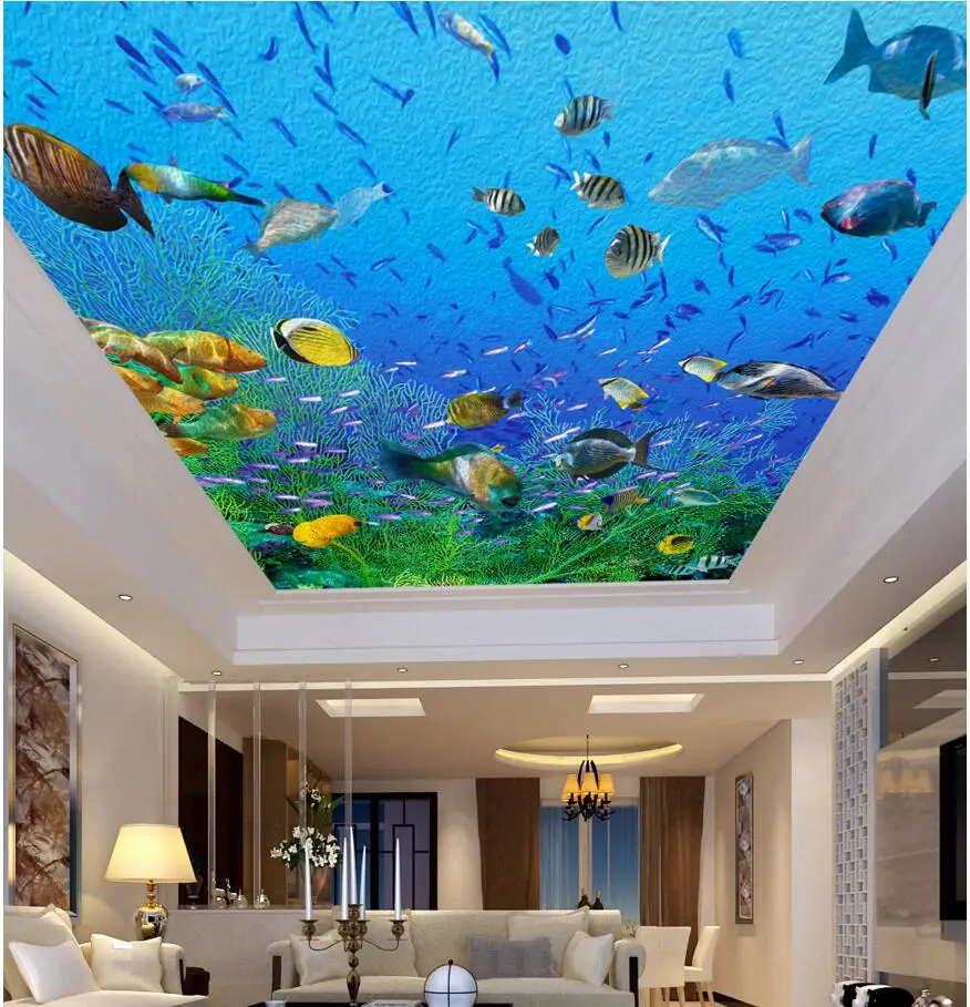 3d plafond peintures murales papier peint image mer monde ...