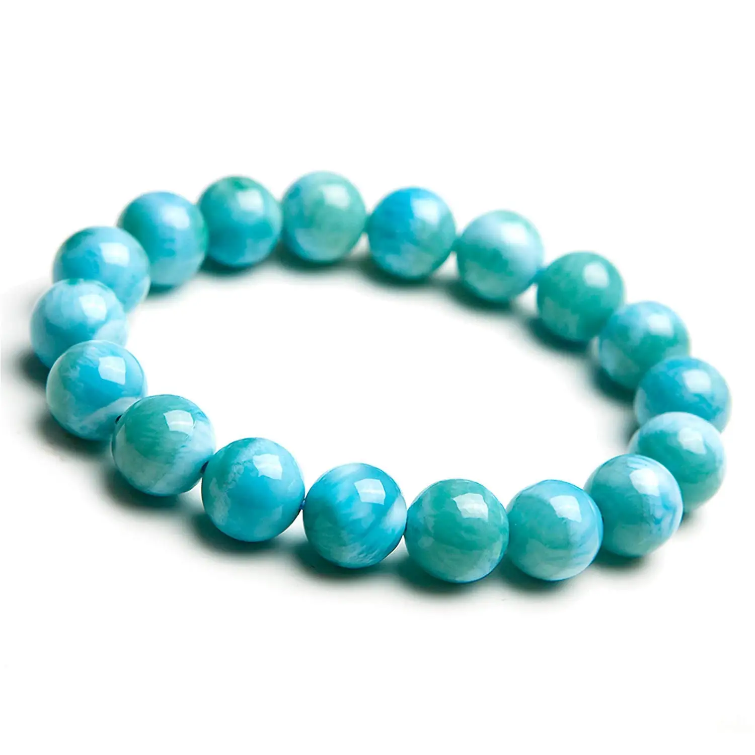 

11mm Larimar Bracelets for Women Men Anniversary Birthday Gift Blue Crystal Stone Gemstone Round Beads Bracelet Jewelry AAAA