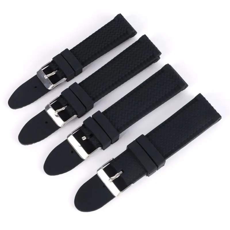 

*18mm/20mm/22mm/24mm Men Casual Watch Band Soft Silicone Rubber Waterproof Wrist Watch Band Strap Unisex Watch Accessories*