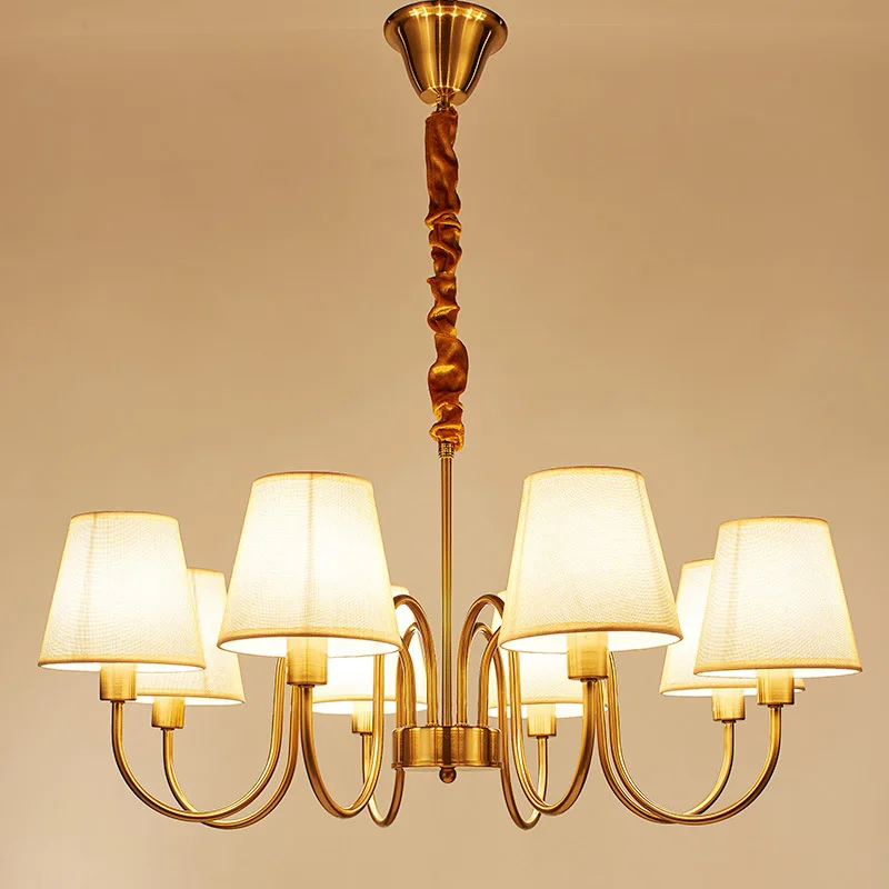 

Modern Fabric lampshade chandelier light fixtures ceiling lustre para quarto Black Led IRON Chandelier For Living room Bedroom