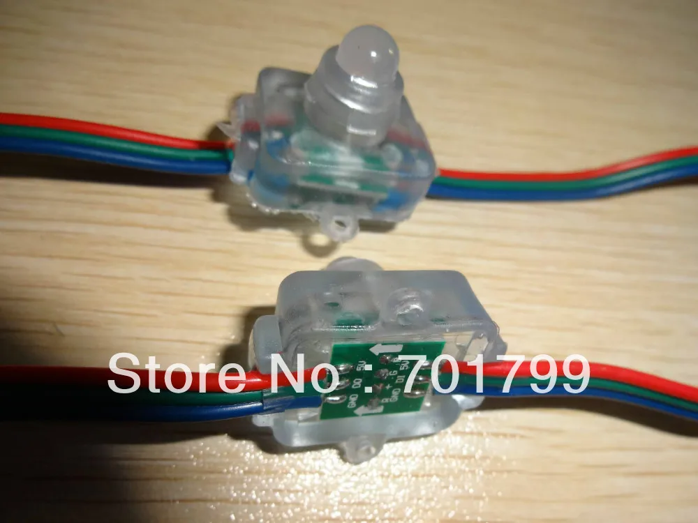 

50pcs DC5V input WS2811 LED pixel light,with RGB- GREEN-BLUE wire,IP68 rated