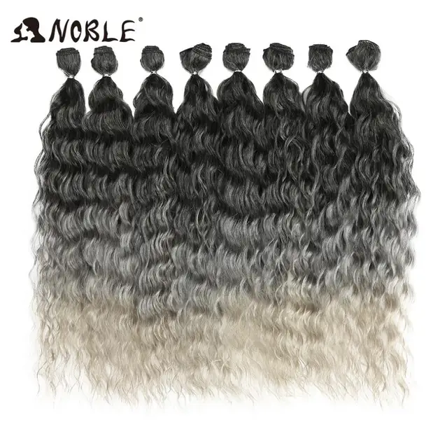 Noble Synthetic Hair Body Weave 20 Inch 8pcs/lot Afro Kinky Curly Hair Ombre Bundles Hair Extension Synthetic Hair Wave TSGREY