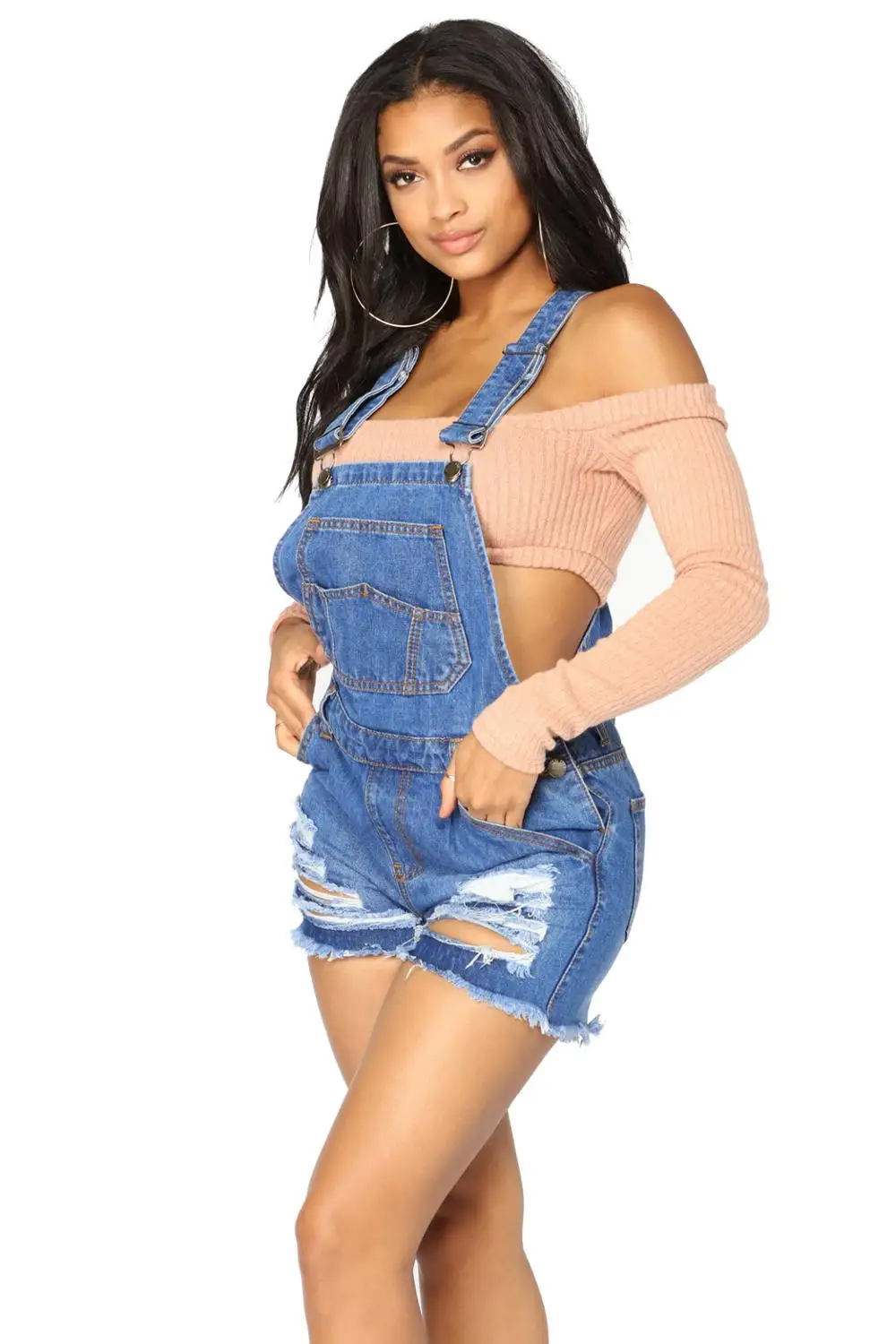 Raw-Hem-Ripped-Denim-Short-Overall-LC786012-4-2